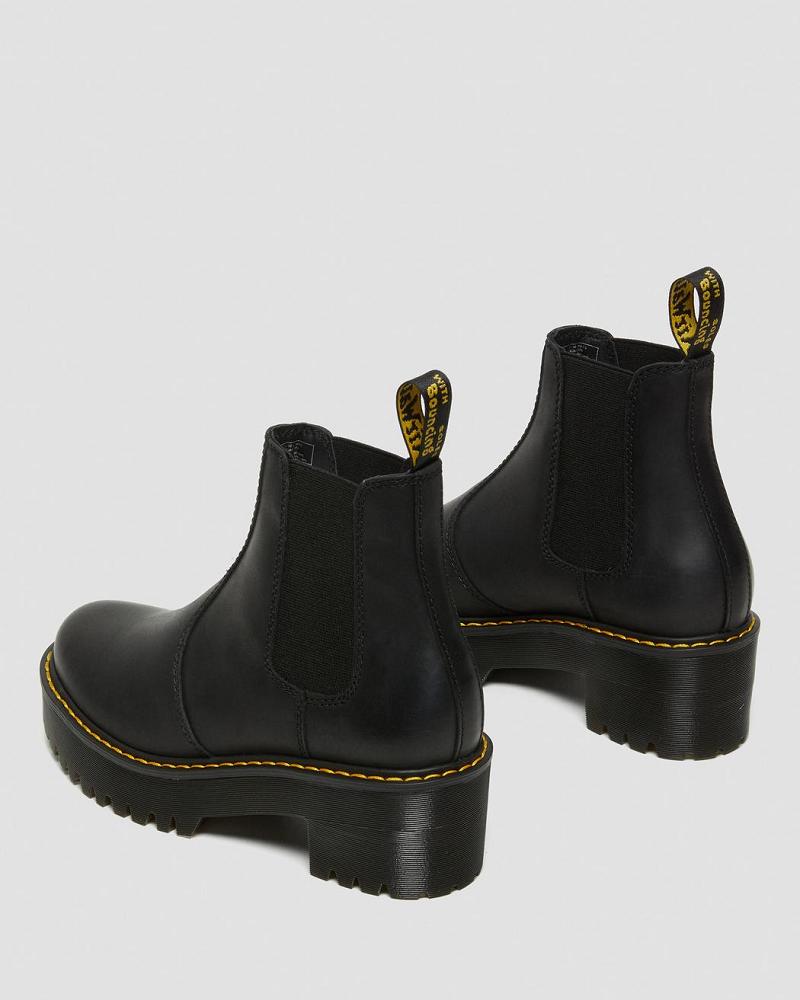 Women's Dr Martens Rometty Wyoming Leather Platform Chelsea Boots Black | AU 129FDN